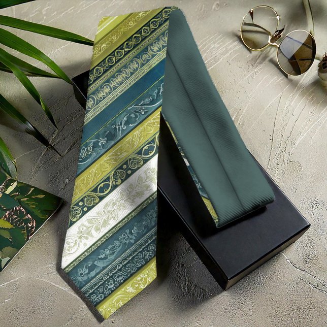 Verzierte Barockstreifen Grüne ID1095 Krawatte (Von Creator hochgeladen)