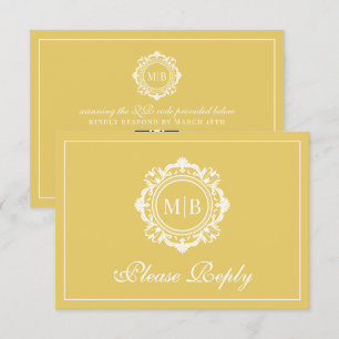 Verzierte Bläsermonogramm-Hochzeit RSVP Karte