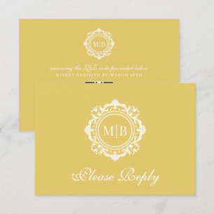 Verzierte Bläsermonogramm-Hochzeit RSVP Karte