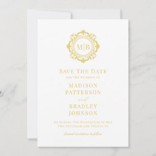 Verzierte Bläsermonogramm-Hochzeit Save The Date