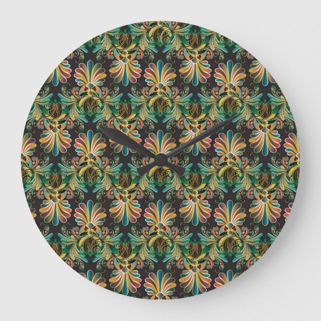 Verzierte Blume Große Wanduhr (Vorderseite)