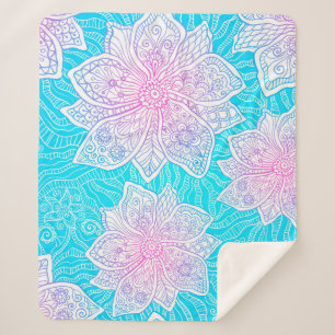 Verzierte Blume in Blau und Rosa nahtlos patentier Sherpadecke