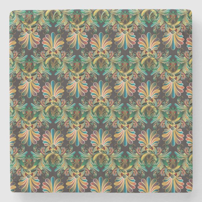 Verzierte Blume Steinuntersetzer (Vorderseite)