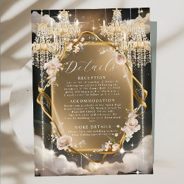 Verzierte Blumen Goldene Kronleuchter Hochzeit Begleitkarte