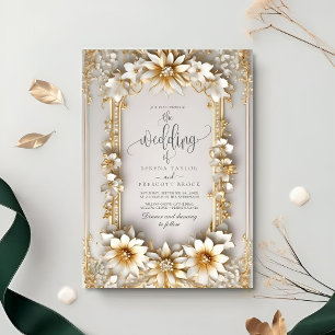 Verzierte, blumengelbe Hochzeit Einladung