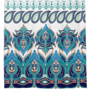 Verzierte Blumengrenzen: Vintages Paisley-Design Duschvorhang