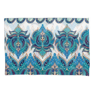 Verzierte Blumengrenzen: Vintages Paisley-Design Kissenbezug