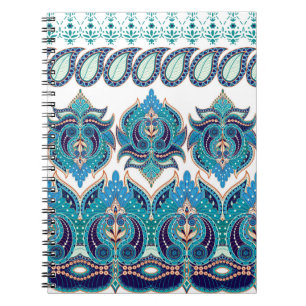 Verzierte Blumengrenzen: Vintages Paisley-Design Notizblock