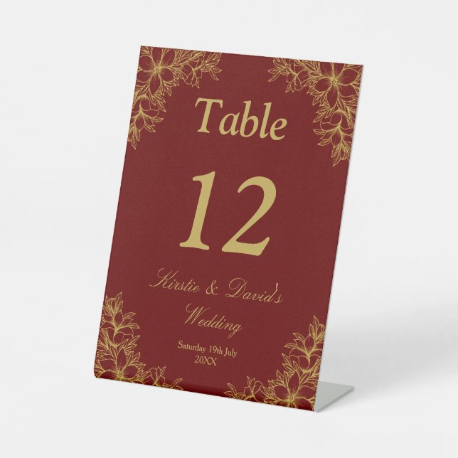 Verzierte Blumenhochzeit Sockelschild (Vorderseite)