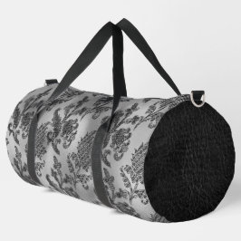 VERZIERTE BLUMENPATTER AUS SCHWARZ UND SILBER DUFFLE BAG