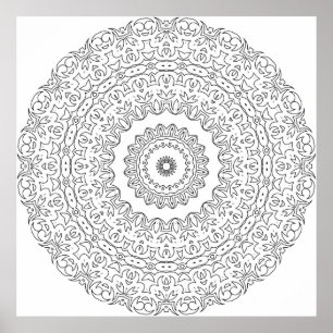 Verzierte Blumenvine-Mandala mit geschichteten Rin Poster