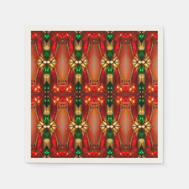 Verzierte Buntglas-Feiertagsserviette Serviette (Vorderseite)