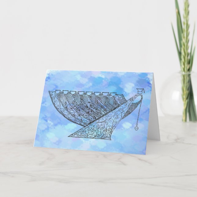 Verzierte Chanukah Menorah individuell anpassbare  Karte (Vorderseite)