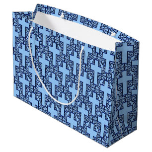 Verzierte Cross-18-Blue-GIFT BAG L Große Geschenktüte
