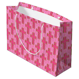 Verzierte Cross-22 Pink-Gold-GIFT BAG L Große Geschenktüte