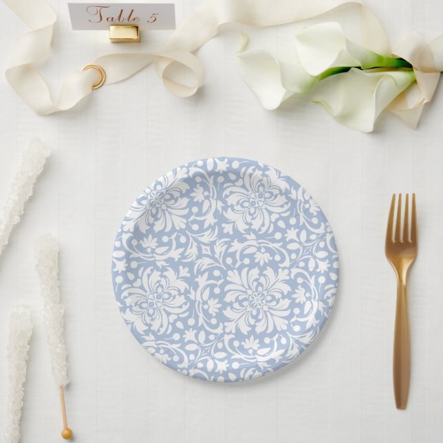Verzierte Damaskus-Tile mit bleifreiem Blau Pappteller (Hochzeit)