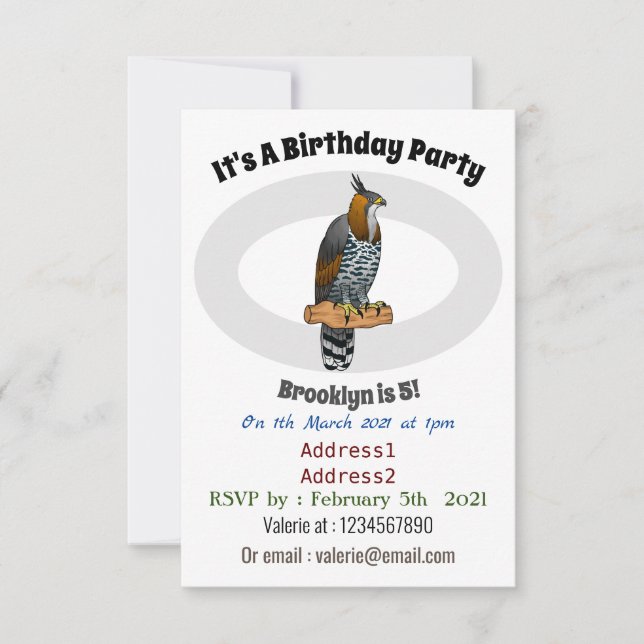 Verzierte Darstellung des Cartoon von Adlervögeln Einladung (Vorderseite)