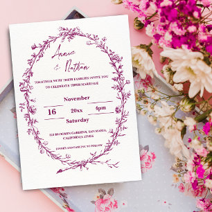 Verzierte Einladung zur Hochzeit von Burgundy-Rahm
