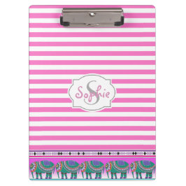 Verzierte Elephant Turquoise Strichen Personalisie Klemmbrett