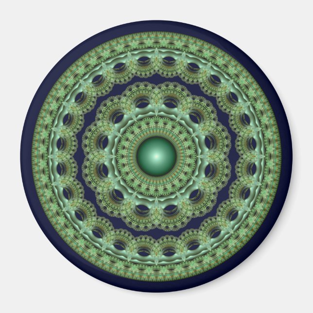 Verzierte Fee rund Fraktal Mandala Magnet (Vorne)