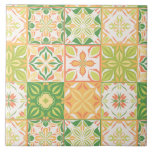 Verzierte Fliesen in grün und gelb<br><div class="desc">Handgezeichnet bunte Fliesen,  Blumendekoration,  verzierte Fliesen</div>
