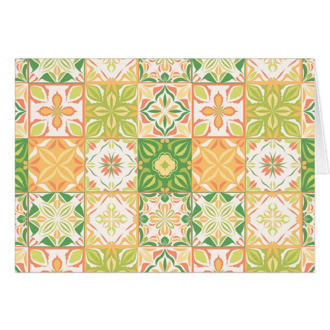 Verzierte Fliesen in grün und gelb (Vorderseite (Horizontal))