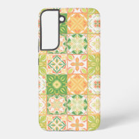 Verzierte Fliesen in grün und gelb