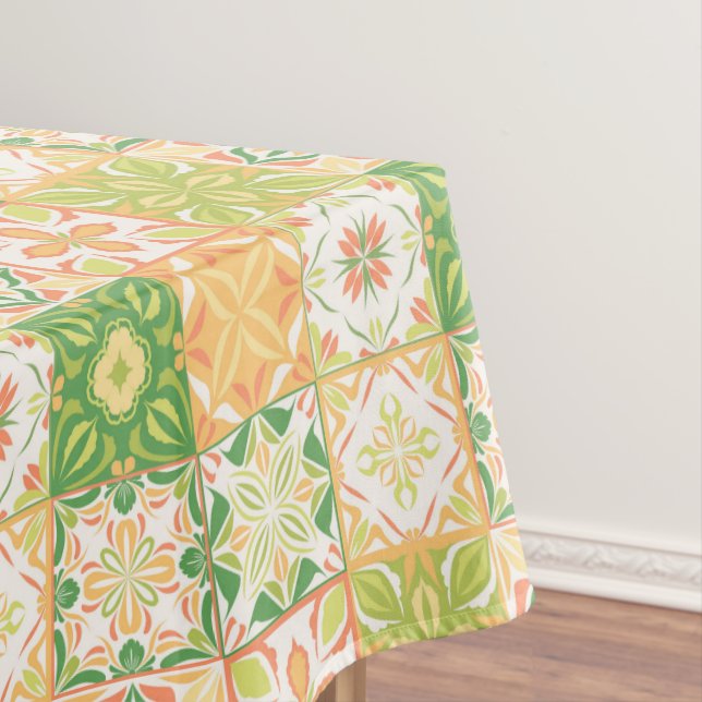 Verzierte Fliesen in grün und gelb Tischdecke (Beispiel)