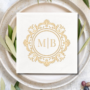 Verzierte Floral Monogram Wedding Custom Servietten Mit Folie