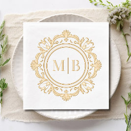 Verzierte Floral Monogram Wedding Custom Servietten Mit Folie