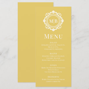 Verzierte Floral Monogram Wedding Elegant Gold Menükarte