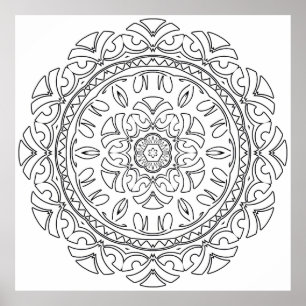 Verzierte Florale Mandala-Malvorlage Dekorative Ku Poster