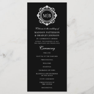 Verzierte florale Monogramm Hochzeit elegant Schwa Programm