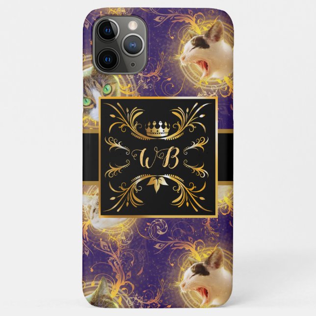 Verzierte florale Monogramm Niedliche Katze - Roya Case-Mate iPhone Hülle (Rückseite)