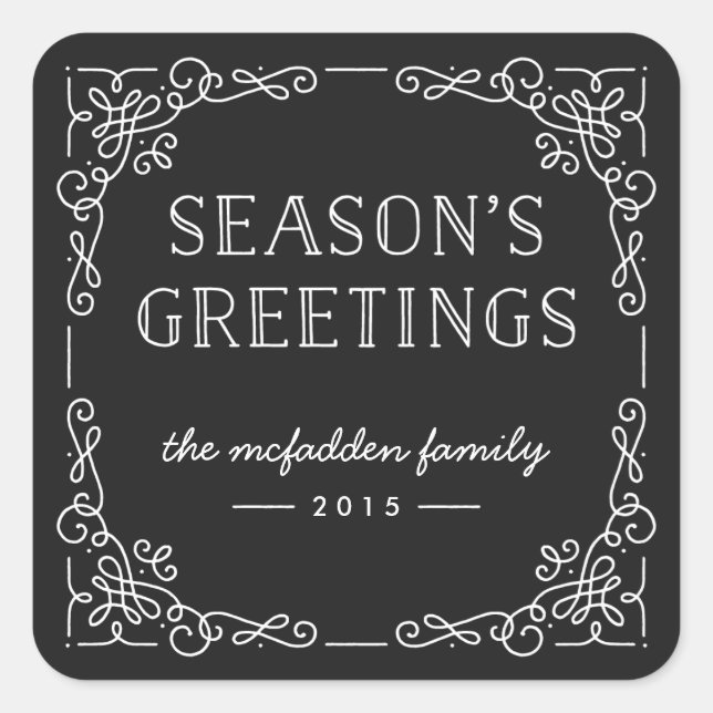 Verzierte Frame Holiday Sticker - Onyx (Vorderseite)