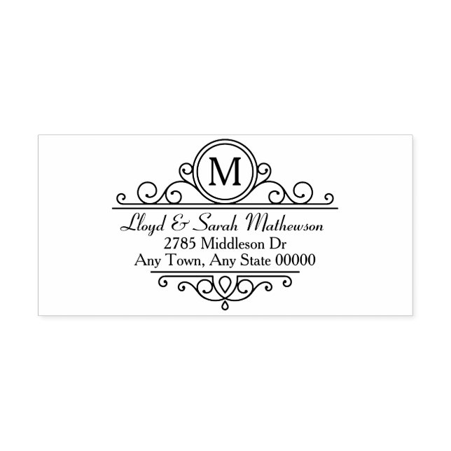 Verzierte Frame Monogramm-Adresse Permastempel (Design)