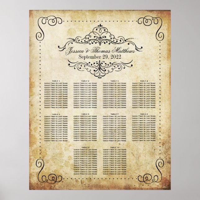 Verzierte Geblüht Seekarte für Vintage Poster (Vorne)