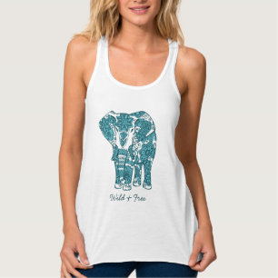 Verzierte Gemusterte Elefantenkunst Wild und koste Tank Top