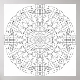 Verzierte Gitter-Blütenblatt-Mandala mit floraler  Poster