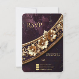 Verzierte goldene Blumen-RSVP-Karte RSVP Karte
