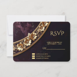 Verzierte goldene Blumen-RSVP-Karte RSVP Karte