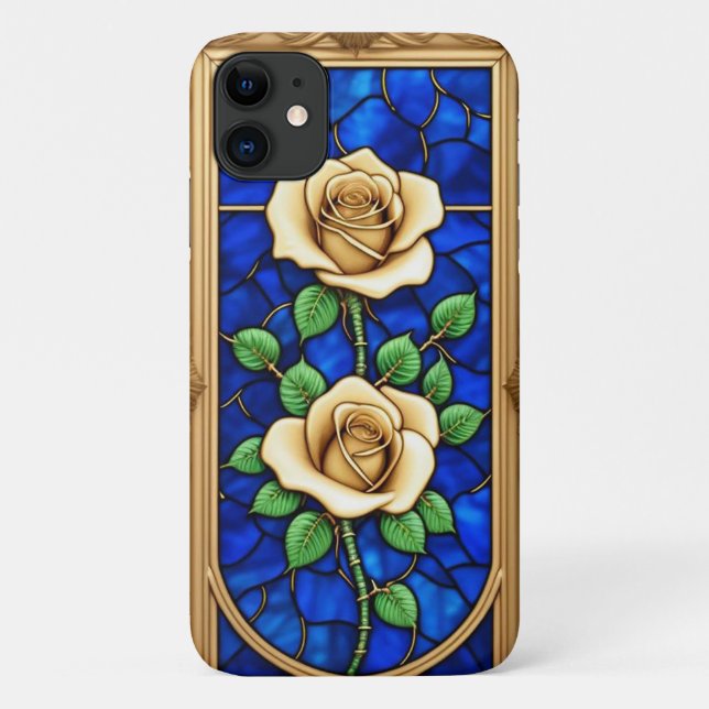 Verzierte Goldene Rose Case-Mate iPhone Hülle (Rückseite)