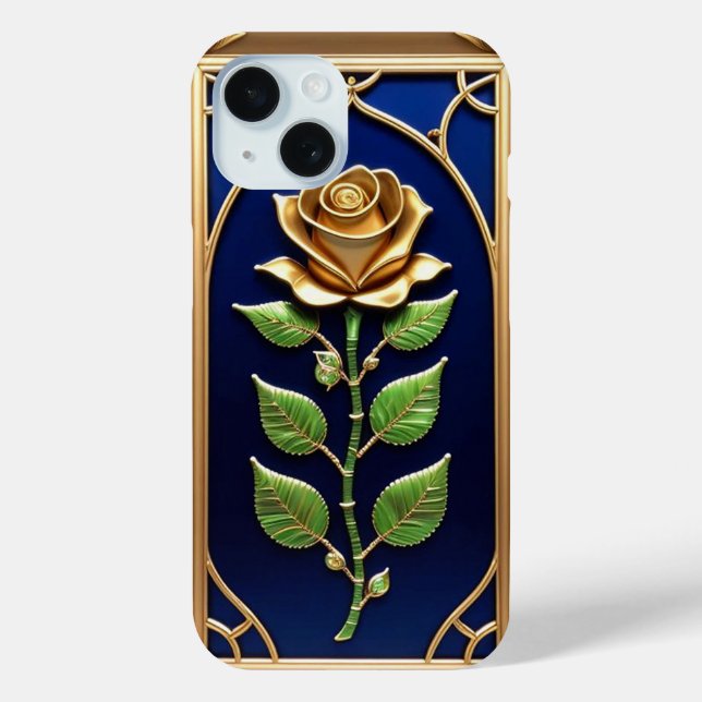 Verzierte Goldene Rose Case-Mate iPhone Hülle (Rückseite)