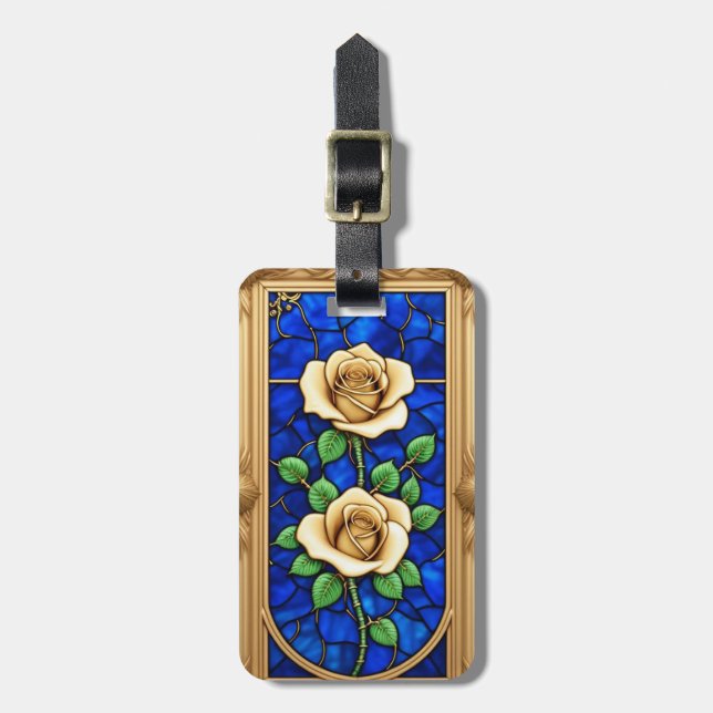 Verzierte Goldene Rose Gepäckanhänger (Vorderseite vertikal)