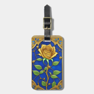 Verzierte Goldene Rose Kunstwerk Gepäckanhänger