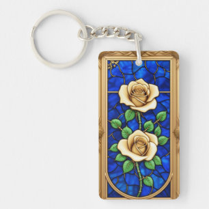 Verzierte Goldene Rose Kunstwerk Schlüsselanhänger