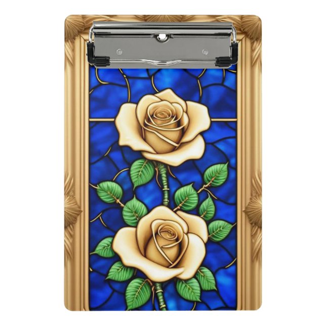 Verzierte Goldene Rose Mini Klemmbrett (Vorderseite)