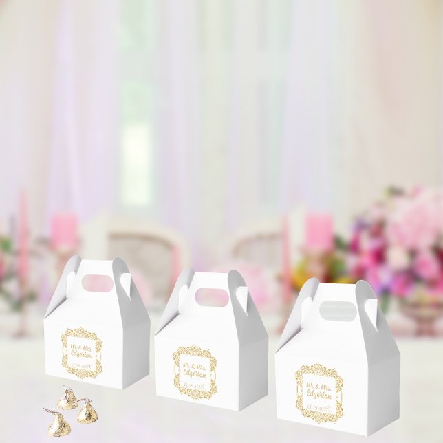 Verzierte Goldrahmen-Hochzeit Personalisiert Geschenkschachtel (These elegant favor boxes look great with a variety of wedding themes!)