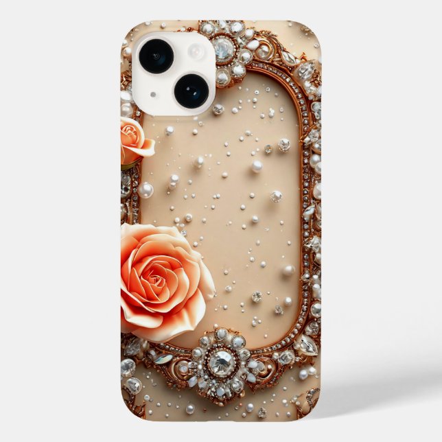 Verzierte Goldrahmen mit Rose Case-Mate iPhone Hülle (Rückseite)