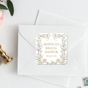 Verzierte Grace Pastel Blush Brautparty Quadratischer Aufkleber